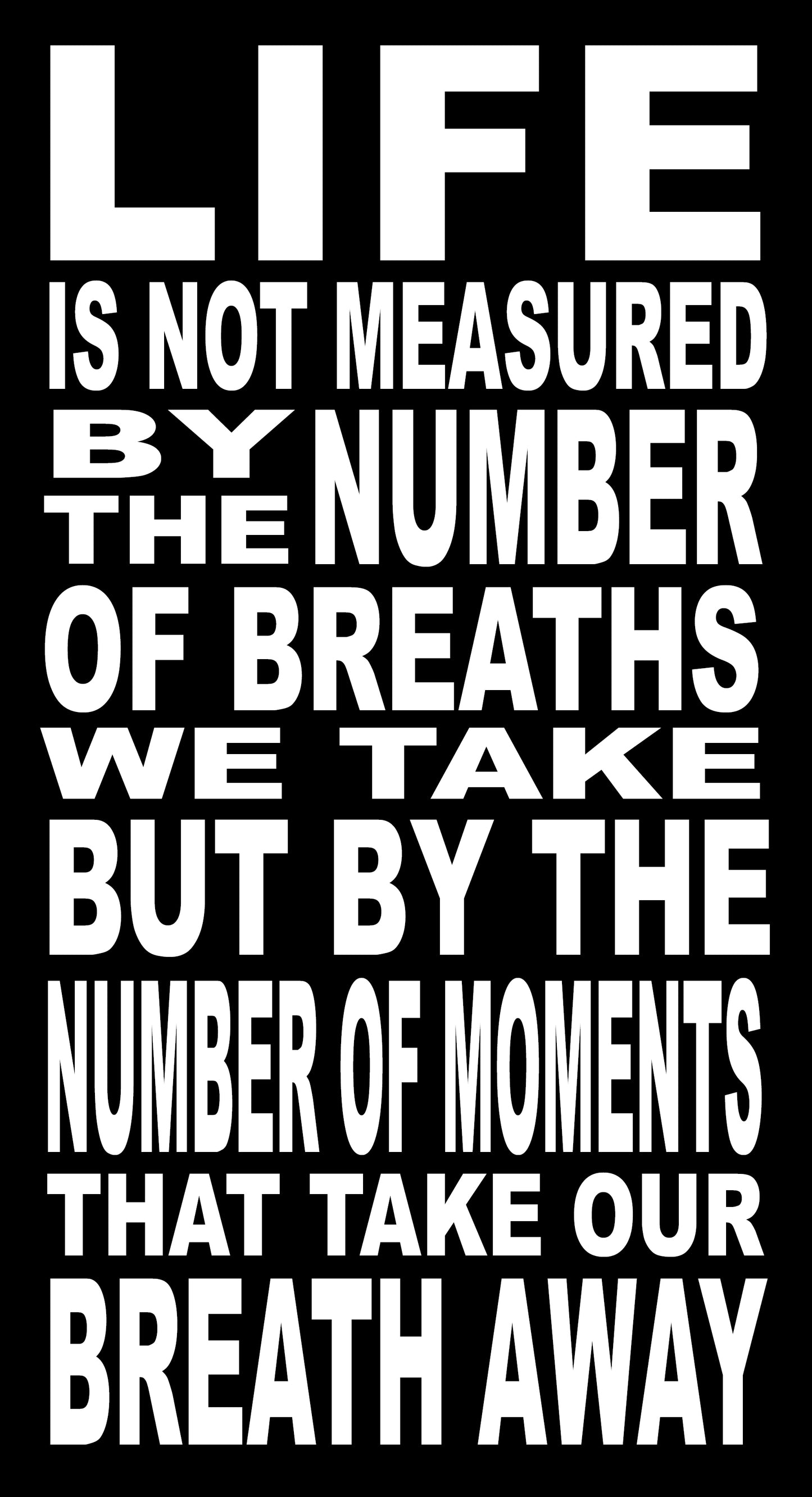 BW27A LIFE IS NOT MEASURED